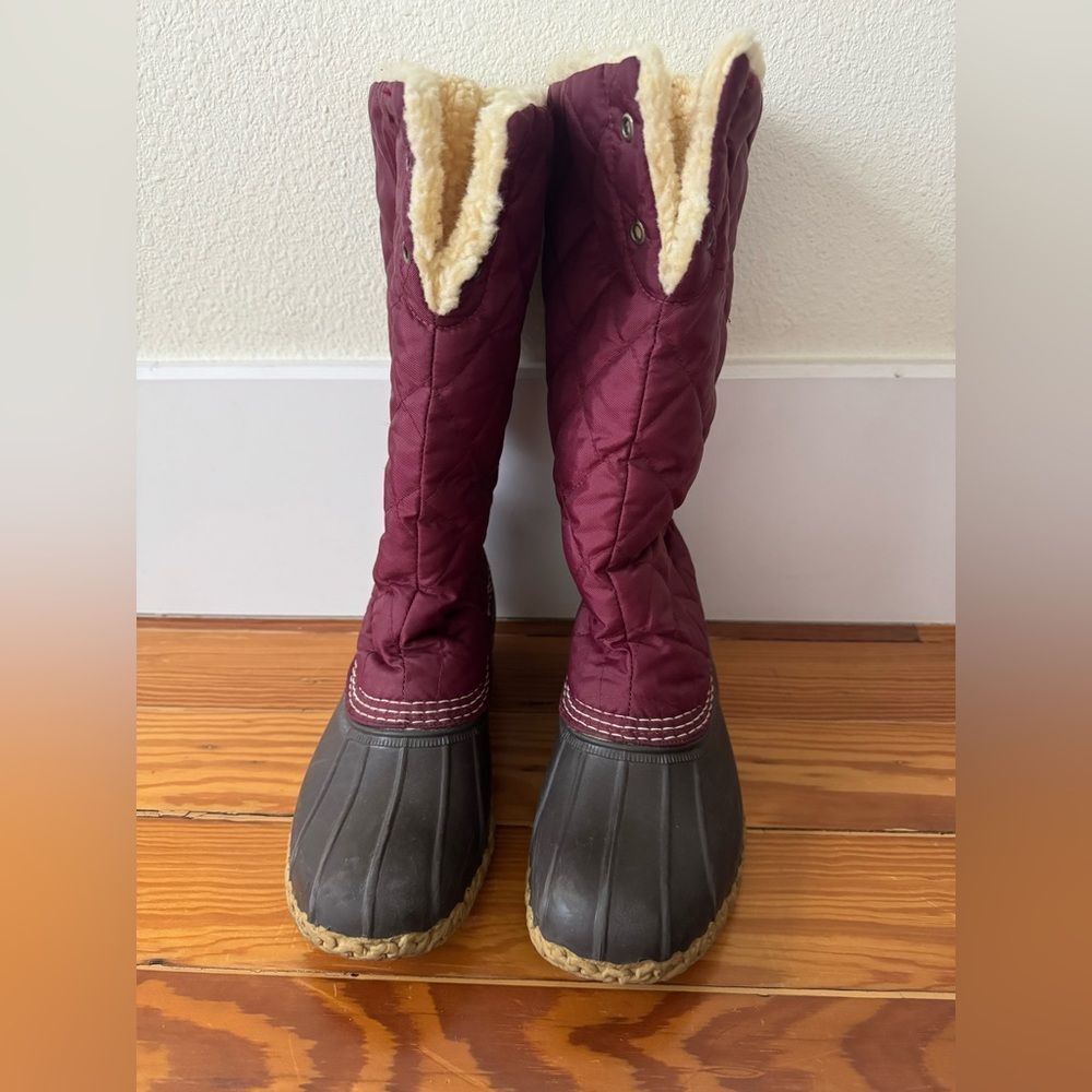 LL Bean Quilted Burgundy Boots